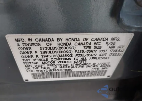 2006 Acura Mdx z USA, uszkodzony, nr VIN 2HNYD18296H511689